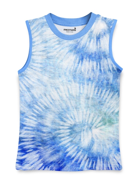 

mezmoda Girls Blue & White Tie and Dye Dyed T-shirt