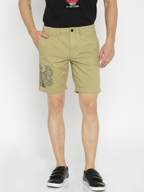 

Jack & Jones Men Brown Printed Chino Shorts