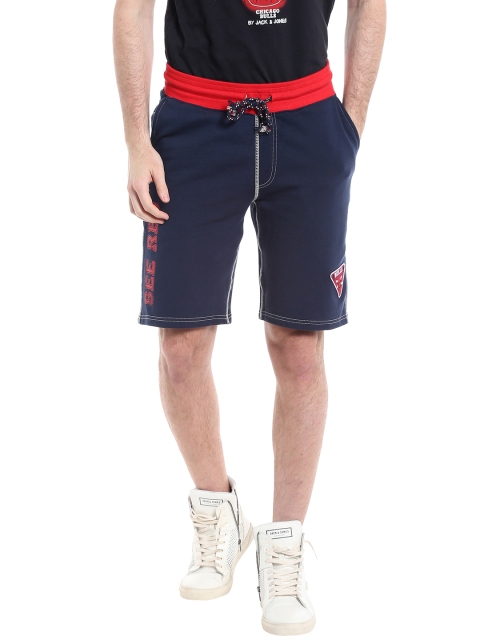 

Jack & Jones Men Navy Blue Printed Detail Shorts