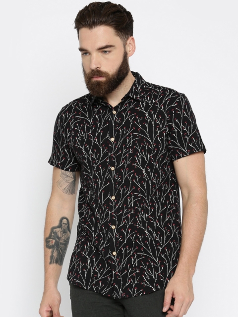 

Jack & Jones Men Black Slim Fit Printed Casual Shirt