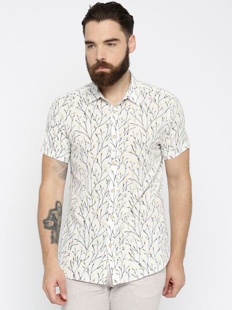 

Jack & Jones Men White Slim Fit Printed Casual Shirt