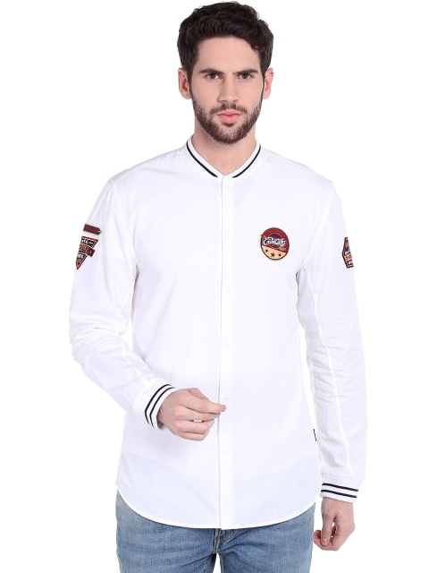 

Jack & Jones Men White Slim Fit Solid Casual Shirt
