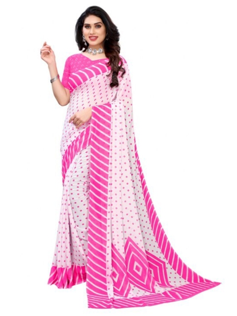 

Yashika Pink & White Printed Saree