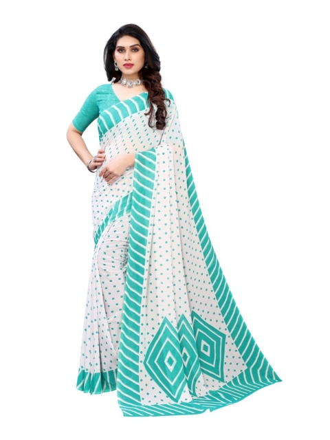 

Yashika Green & White Printed Georgette Saree