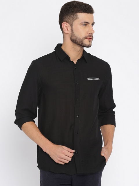 

Jack & Jones Men Black Slim Fit Solid Casual Shirt