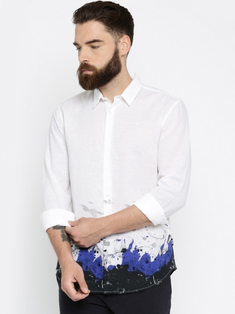 

Jack & Jones Men White Slim Fit Printed Casual Shirt