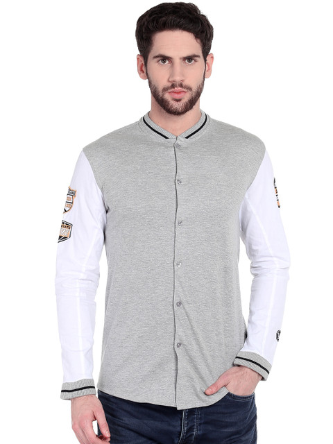 

Jack & Jones Men Grey Melange Slim Fit Solid Casual Shirt