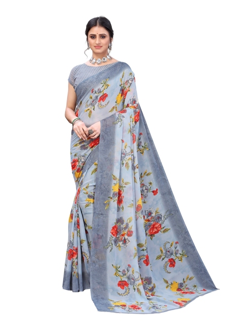 

Yashika Grey & Yellow Floral Zari Georgette Saree