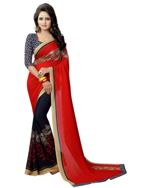

Yashika Red & Blue Paisley Saree
