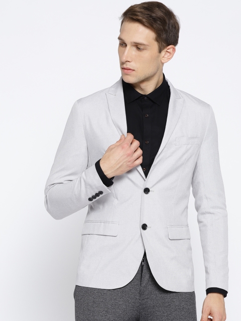 

Jack & Jones Men Grey Melange Solid Single-Breasted Smart Casual Blazer