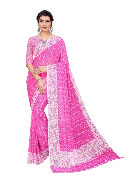 

Yashika Pink & White Floral Saree