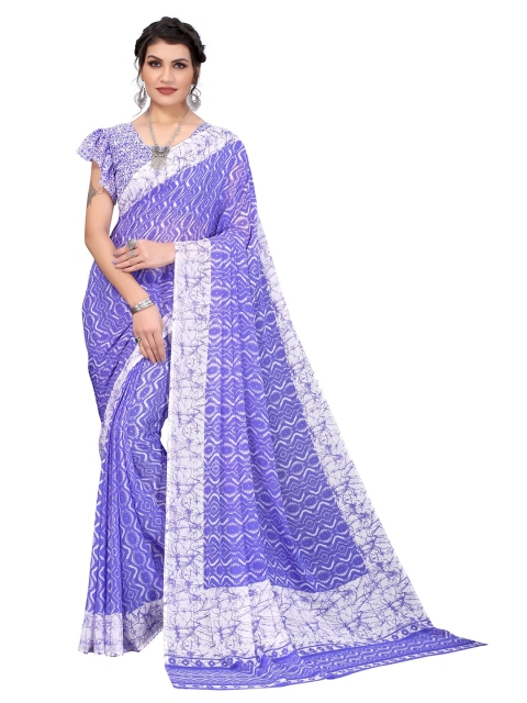 

Yashika Violet & White Printed Saree