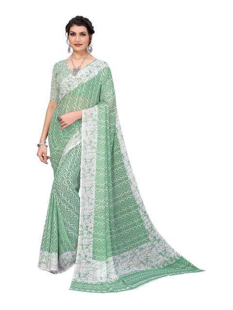 

Yashika Green & White Printed Saree