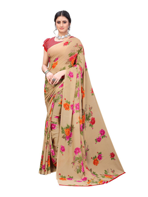 

Yashika Beige & Pink Floral Saree