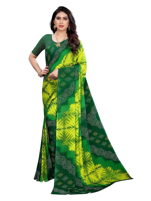 

Yashika Green & Yellow Bandhani Saree