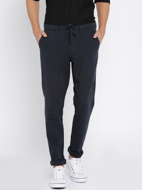 

Jack & Jones Men Navy Blue Marco Slim Fit Solid Trousers