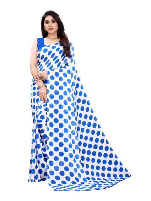 

Yashika Blue & White Printed Saree