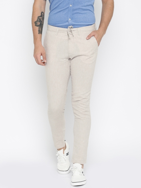 

Jack & Jones Men Beige Slim Fit Trousers