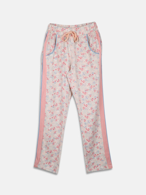 

Monte Carlo Girls Peach-Coloured & Blue Floral Printed Track Pants
