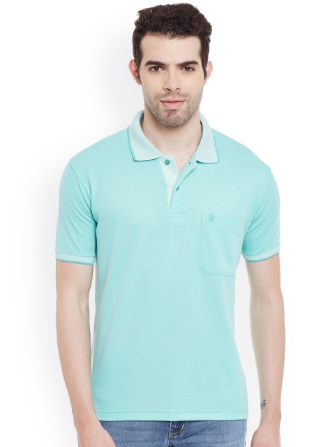 

Duke Men Green Solid Polo Collar T-Shirt