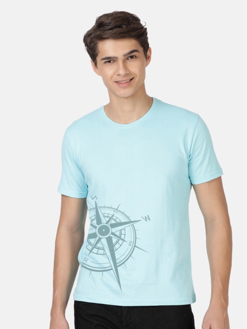 

BLACK RADIO Men Turquoise Blue Printed T-shirt