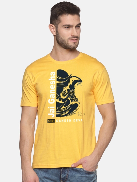

BLACK RADIO Men Yellow Printed T-shirt