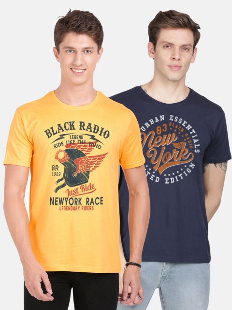 

BLACK RADIO Men Assorted Typography Printed Applique T-shirt