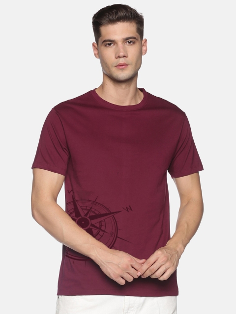 

BLACK RADIO Men Maroon Printed T-shirt