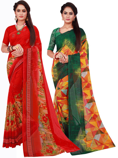 

Florence Pack Of 2 Pure Georgette Sarees, Red