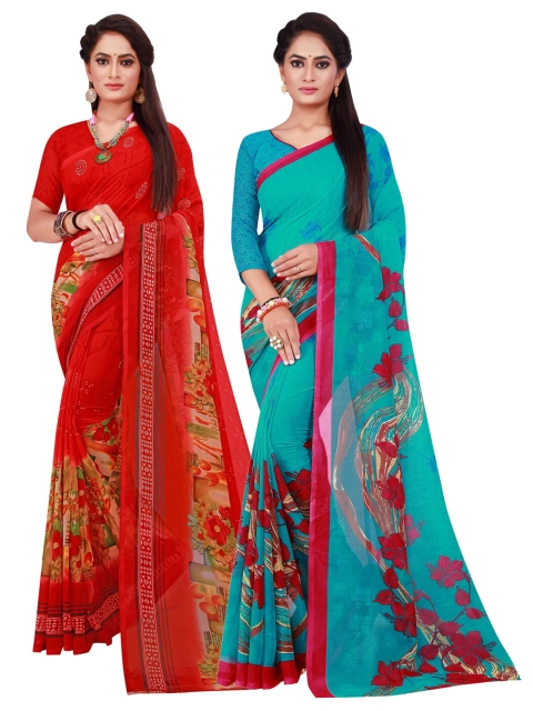 

Florence Pack Of 2 Pure Georgette Sarees, Red