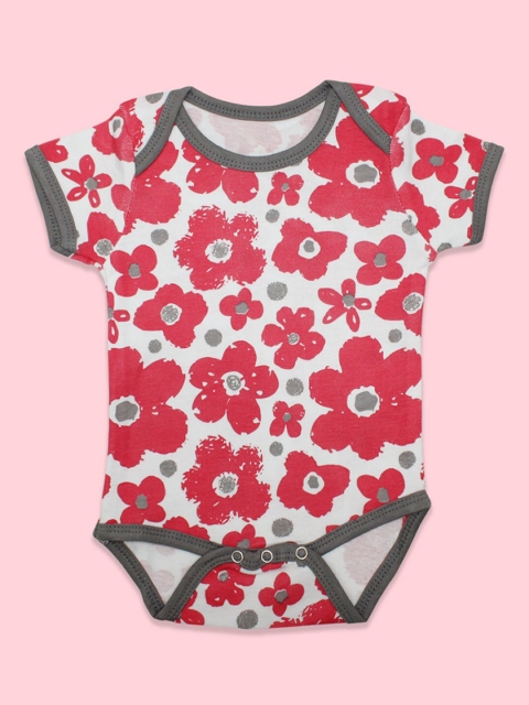 

Born Babies Red & White Printed Cotton Rompers