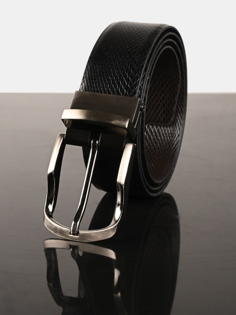 

BuckleUp Men Black Textured Reversible Leather Belt