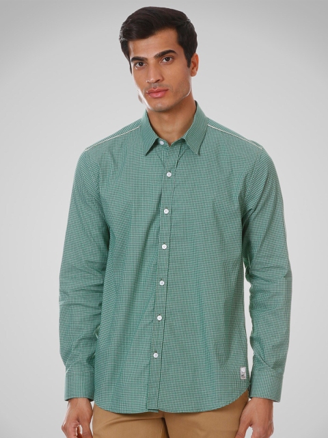 

SHIRT THEORY Men Green Comfort Micro Checked Casual Shirt