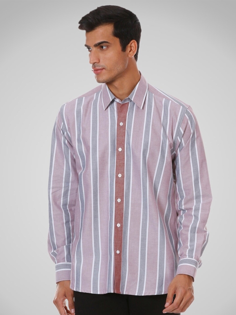 

SHIRT THEORY Men Pink Comfort Striped Casual Shirt