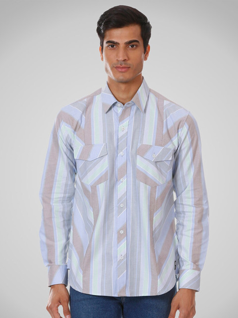 

SHIRT THEORY Men Multicoloured Comfort Stripe Casual Shirt, Multi