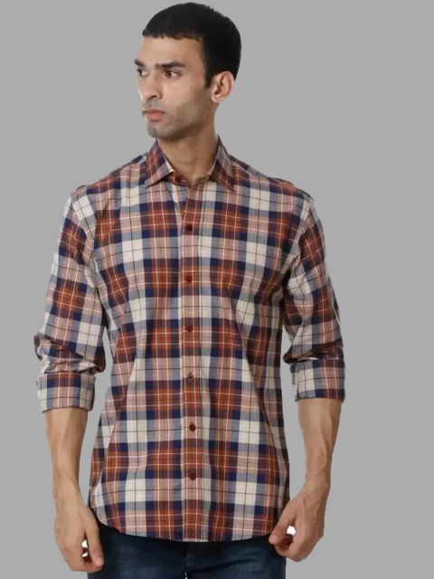 

SHIRT THEORY Men Brown Comfort Tartan Checks Checked Casual Shirt
