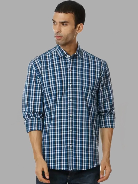 

SHIRT THEORY Men Blue Comfort Tartan Checks Checked Casual Shirt