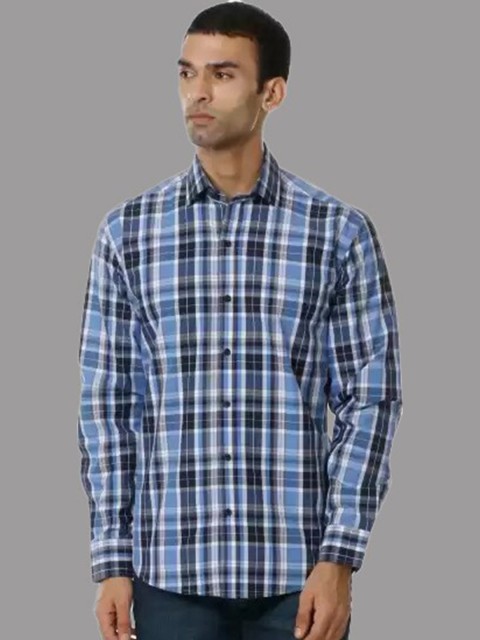 

SHIRT THEORY Men Blue Comfort Tartan Checks Checked Casual Shirt