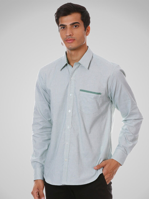 

SHIRT THEORY Men Green Comfort Checked Casual Shirt