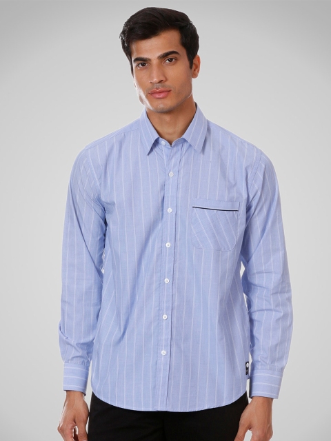 

SHIRT THEORY Men Blue Comfort Striped Casual Shirt