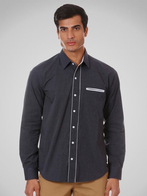 

SHIRT THEORY Men Grey Comfort Solid Casual Shirt