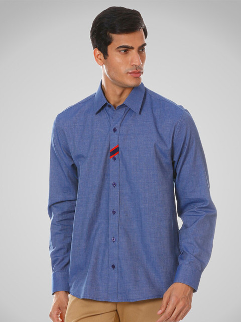 

SHIRT THEORY Men Blue Comfort Solid Casual Shirt