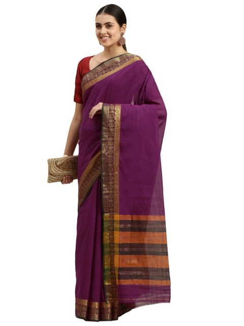

KALINI Purple & Orange Pure Cotton Venkatgiri Saree