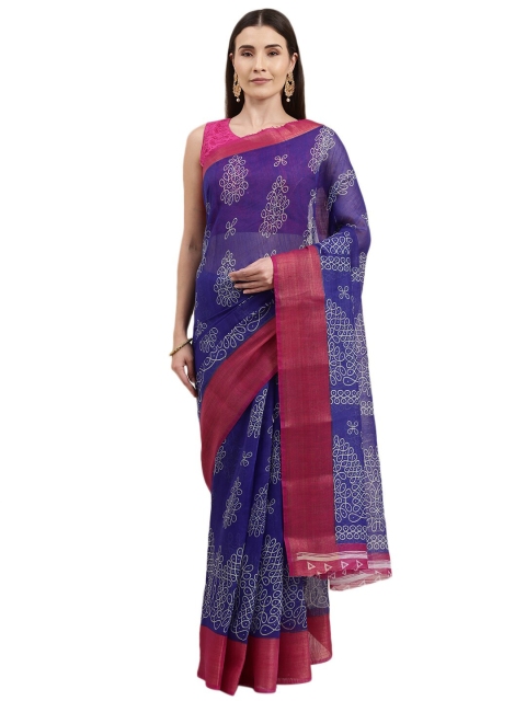 

KALINI Violet & Maroon Bhagalpuri Saree