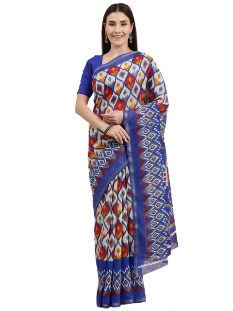 

KALINI Purple & White Zari Pochampally Saree