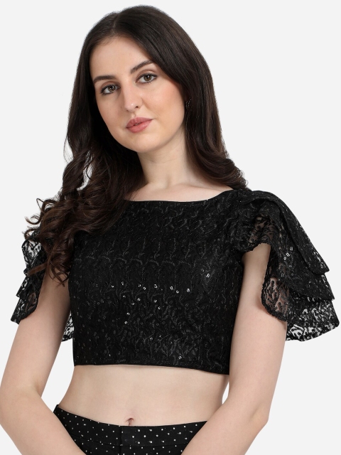 

Fab Dadu Women Black Embroidered Saree Blouse
