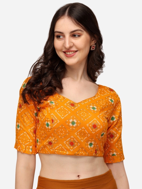 

Fab Dadu Women Yellow & Red Printed Saree Blouse