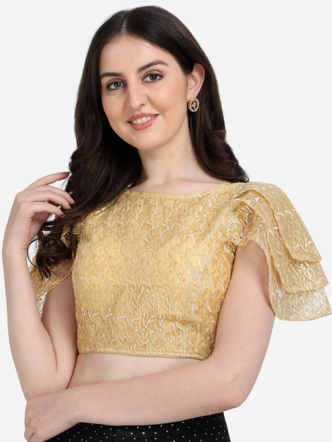 

Fab Dadu Women Beige Embroidered Saree Blouse