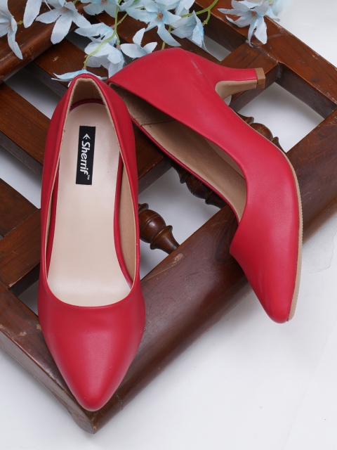

Sherrif Shoes Red Party Kitten Pumps with Bows