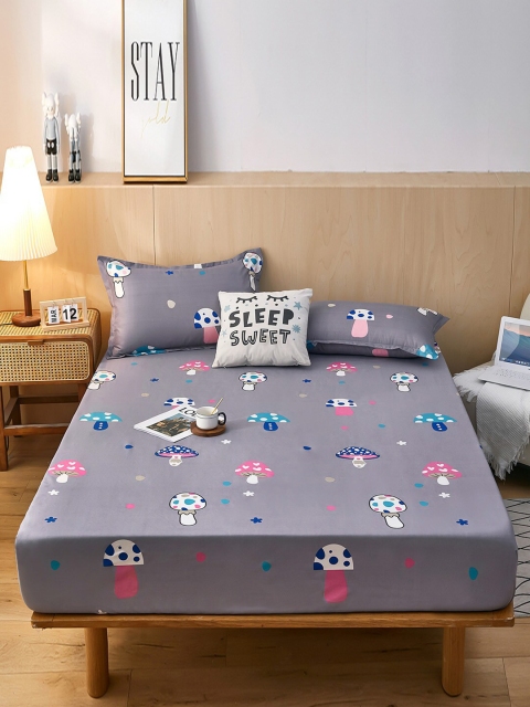 

JC Collection Grey & White Cartoon Printed 120 TC Queen Size Bedsheet